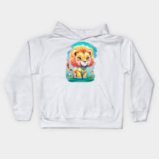 colorful cute lion Kids Hoodie